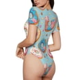 thumbnail image 3 of Naloa Colorful Donut Women's Short-Sleeved Onesie, One-Piece Swimsuit for Parties, dates, clubs - Small, 3 of 9
