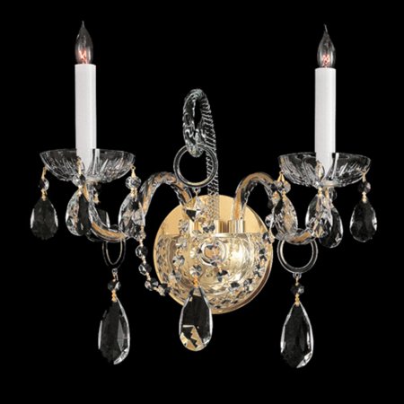 Traditional Crystal Glass Sconce - Crystorama 1122-PB-CL-MWP Traditional Crystal Wall Sconce - 14W in.