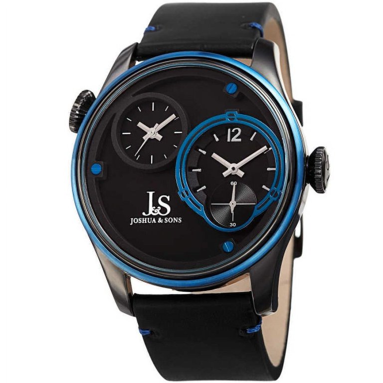 NWT Joshua And Sons Quartz Black Dual Time Dial Men\'s Watch Joshua-Sons-Mens-Swiss-Quartz-  main image 2
