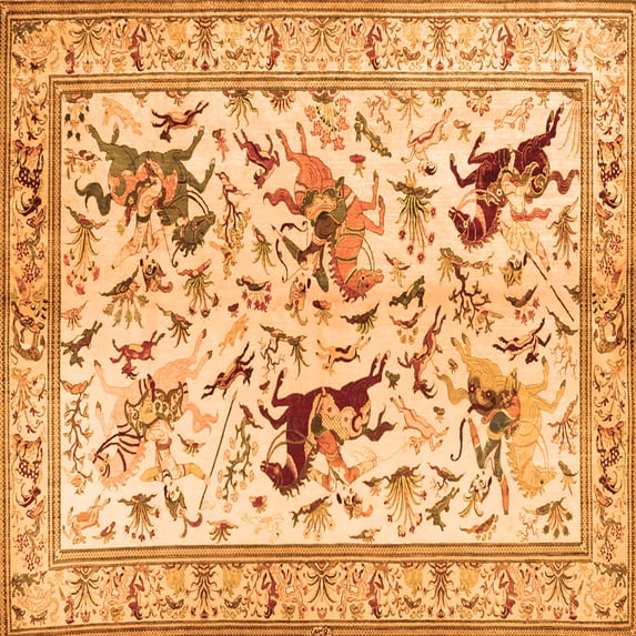 Ahgly Company Indoor Square Animal Orange Traditional Area Rugs, 8' Square