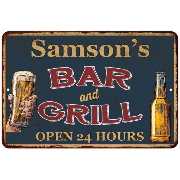 Samson's Green Bar and Grill Sign 8 x 12 High Gloss Metal 208120044681