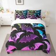 thumbnail image 2 of YST Colorful Bat Print Bedding Set, Twin, 7-Piece, Happy Halloween, Rainbow Gradient, Wild Animal, 2 of 4