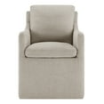 thumbnail image 4 of CHITA Dining Arm Chair with Caster Wheels for Kitchen Fabric Upholstered Dining Room Chair, Beige, 4 of 13