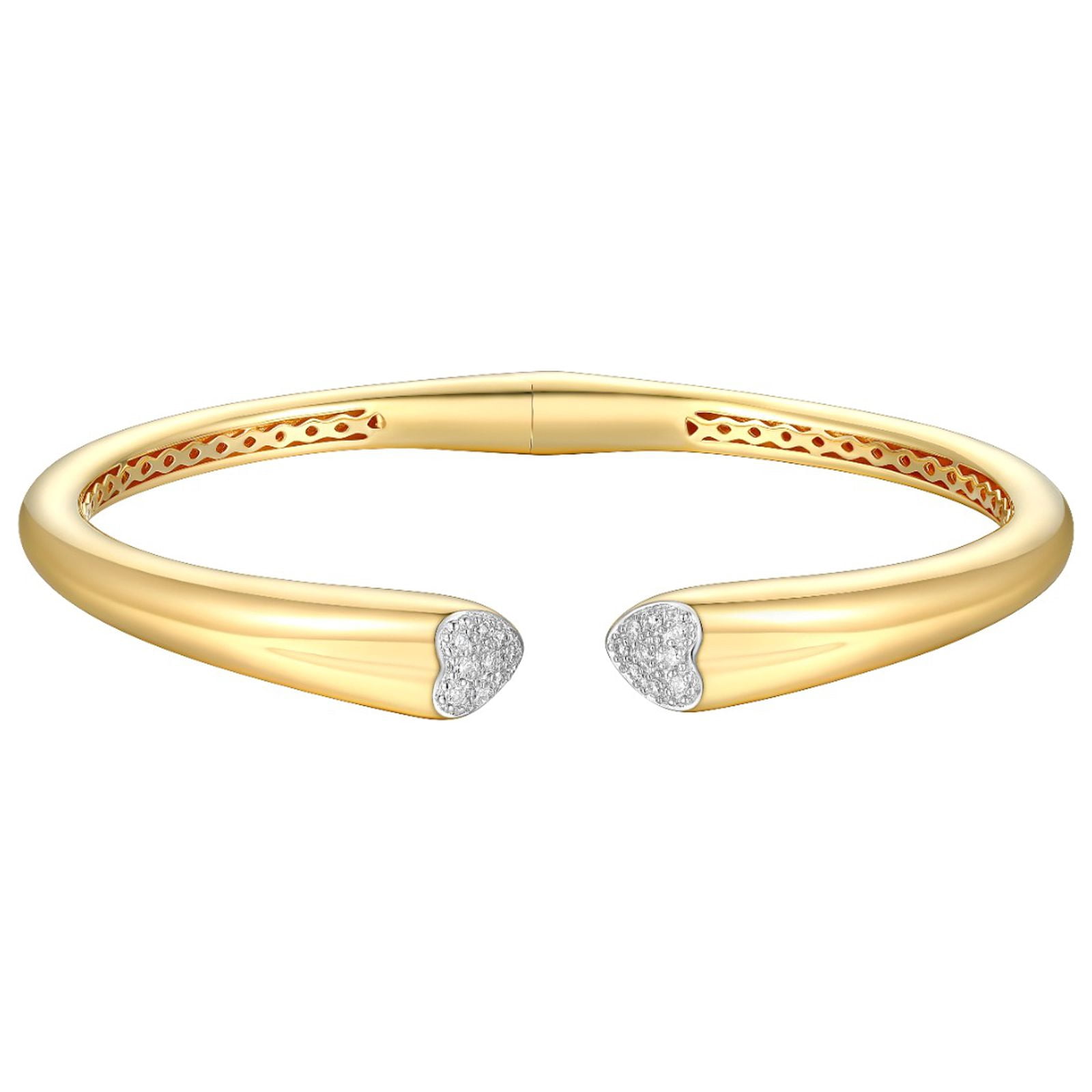 Forever Facets 1/5 CT TW Lab Grown Diamond 18K Gold over Sterling Silver Bangle, Adult Female
