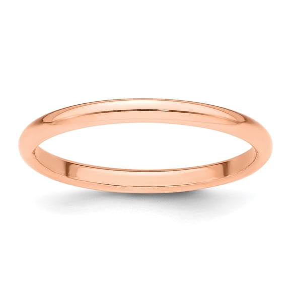Diamond2Deal 14k Rose Gold 2mm Half-Round Wedding Band Ring for Women Size 5