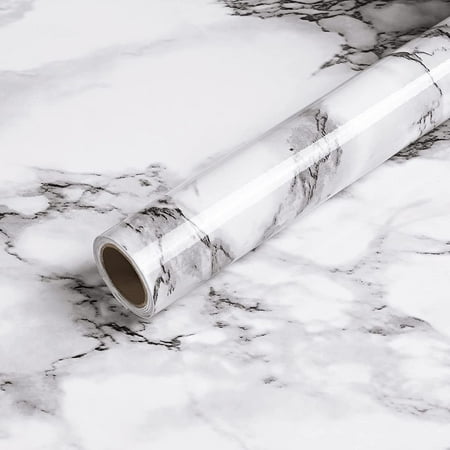 Marble Contact Paper 15.7" x 118" White Grey Marble Wallpaper Peel and