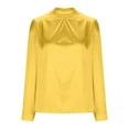 thumbnail image 5 of UAMVSH Women's Long Sleeve Shirts Silk Satin Casual Business Dressy Tops Soft Smooth Mock Neck Blouses for Office Work(X-Large,Yellow), 5 of 7