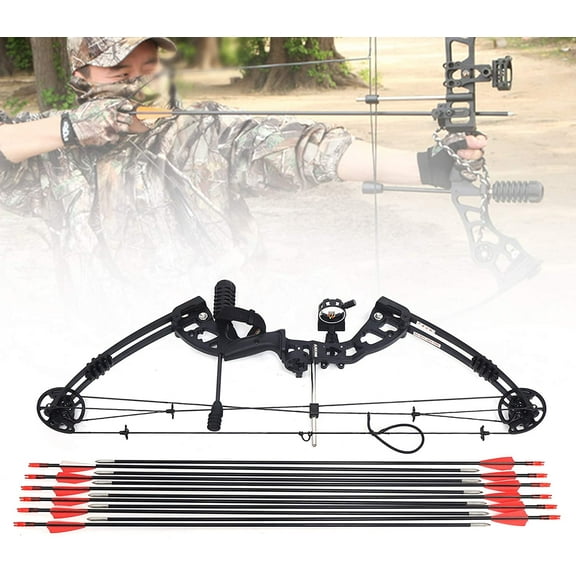Professional Compound Right Hand Bow Archery with 12pcs Arrow Shock Absorption for Adults Teens Youth
