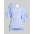 thumbnail image 1 of Camiseta con Puntilla Escotada de Panel en Contraste de Talla Extra Rosegal  Camisetas tallas grandes, 1 of 5