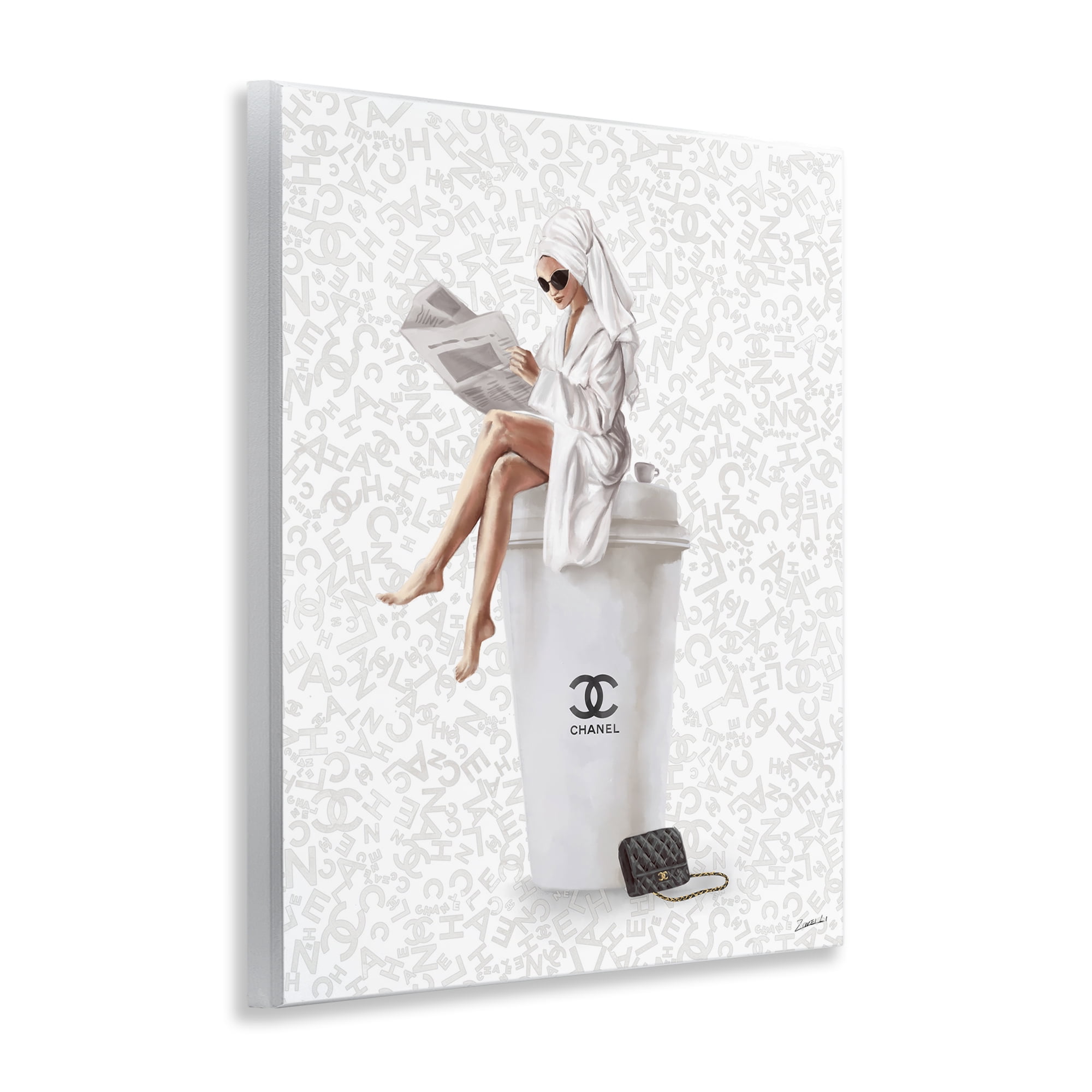 Stupell Industries Glam Girl Bathrobe Typography Painting Unframed Art Print Wall Art, 11 x 14