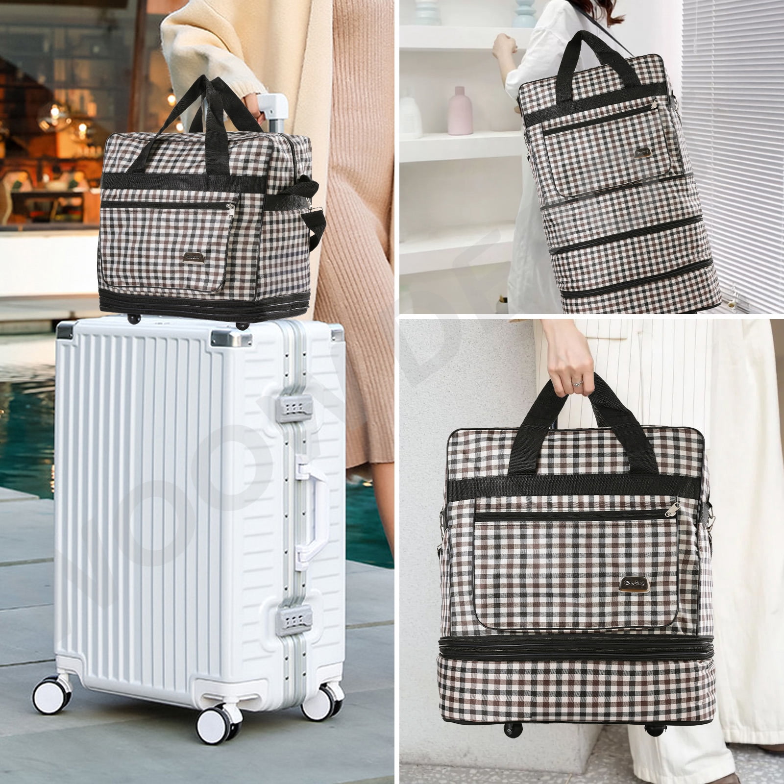 WOOW DEPOT 30in Expandable Suitcase Bag 3 Layer Foldable Rolling Wheeled Luggage Handbag Large for Home Storage Travel Business Moving