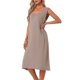 thumbnail image 4 of Camisón de algodón para mujer sin mangas, vestido largo de tanque, chemise de escote redondo, pijamas de salón, camiseta de noche M Beige, 4 of 6