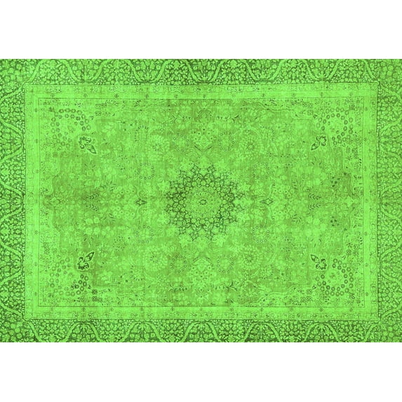 Ahgly Company Indoor Rectangle Oriental Green Modern Area Rugs, 8' x 10'