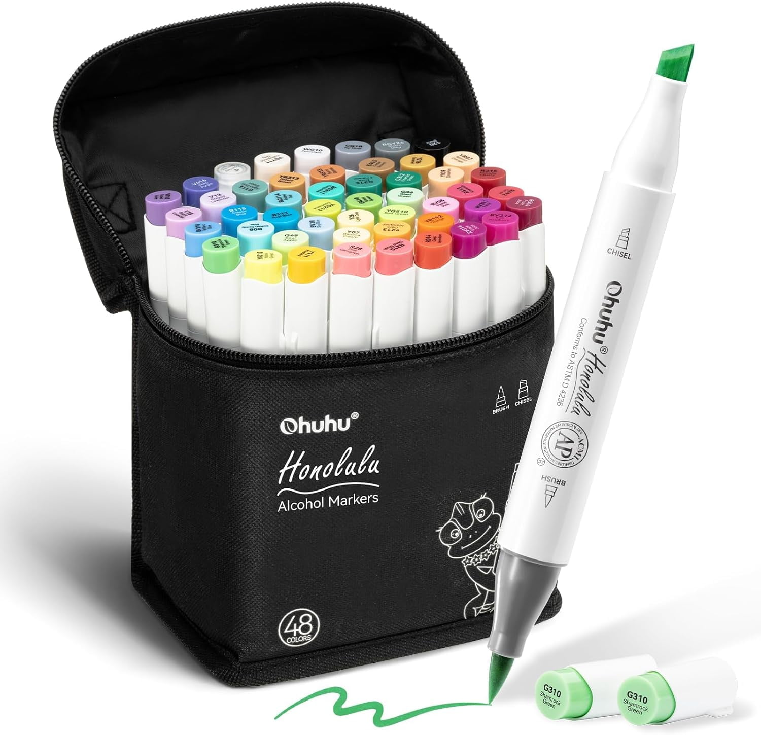 Ohuhu Honolulu Serie 80 Colors Markers Set Brush-and-Chisel Dual