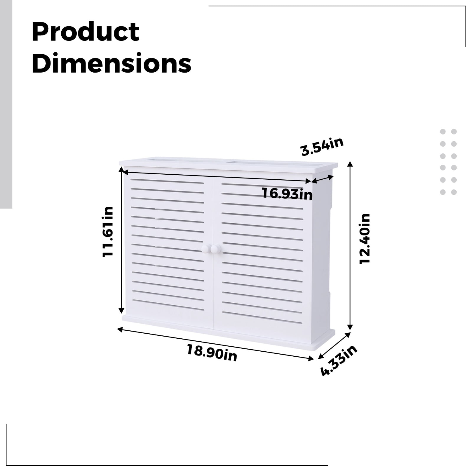 WiFi Router Box Hider, Wall Mount, 18.9 x 12.4 x 4.3 in / 48 x 31.5 x 11 cm, Multimedia Storage Box with Double-Layer Louvered Door, Router Shelf Wall Mount, Cord Hider, White