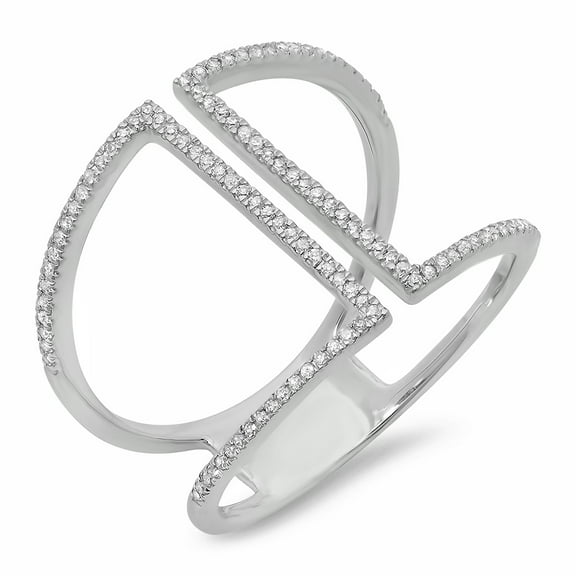 Dazzlingrock Collection 0.50 Carat (ctw) 14K Round White Diamond Ladies Geometric Fashion Ring 1/2 CT, White Gold, Size 4.5