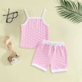 thumbnail image 2 of mgoYE Toddler Girl Clothes 3t Kids Girl Clothes Heart Print Sleeveless Top and Shorts Baby Girl Summer Outfits Short Set(Pink,2-3 Years), 2 of 7