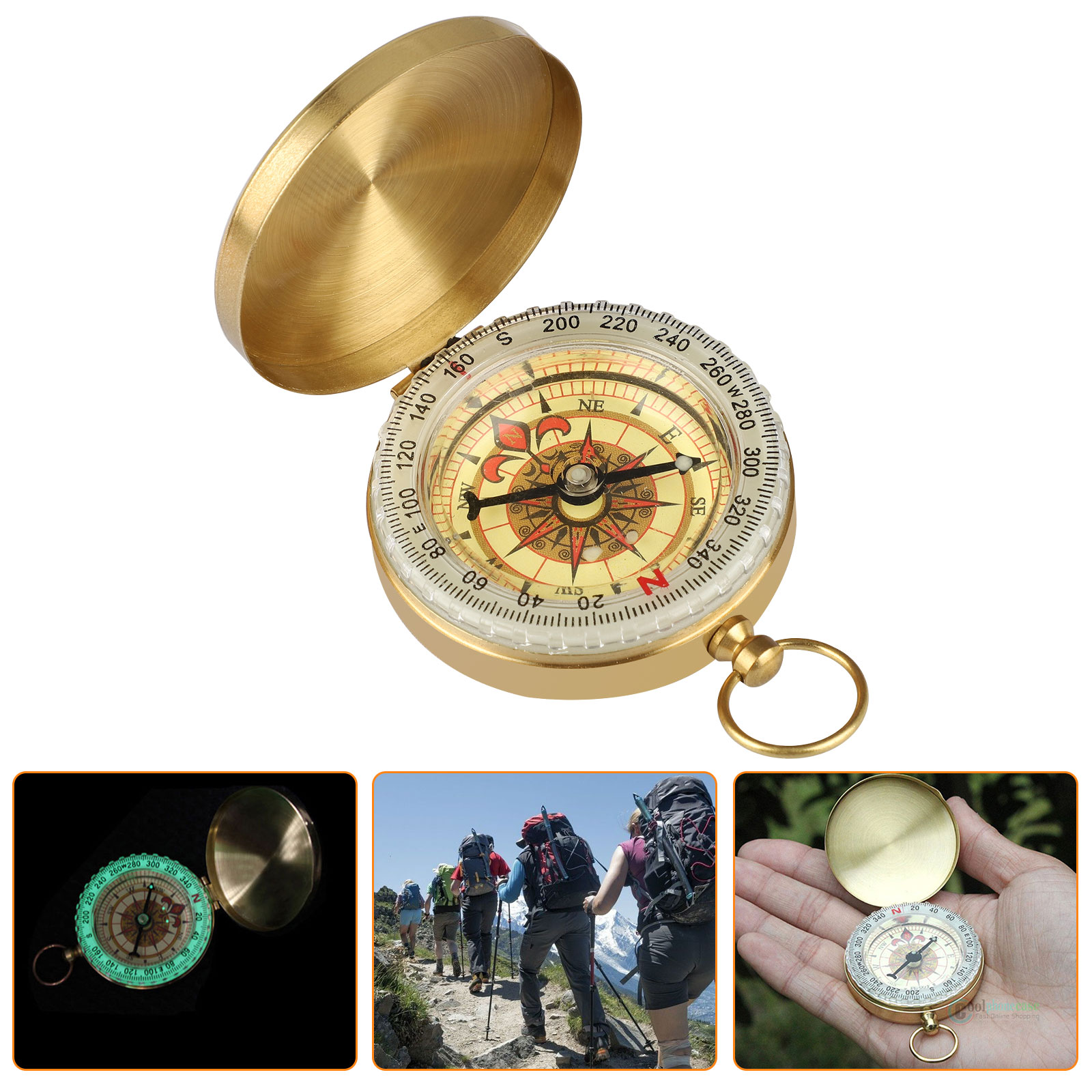 Pocket Compass Outdoor Compass Antique Hiking Hunting Camping Survival