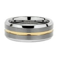Tungsten Rings for Men Two Tone Silver Wedding Bands Gold Grooved Matte