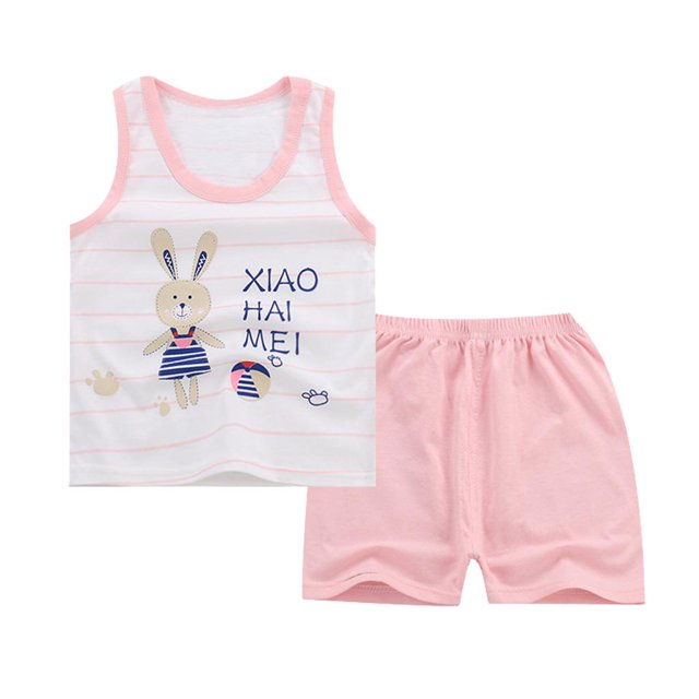 Sets de Chaleco de Cuello sin Estampado de Dibujos Animados con Pantalones Cortos para Niños Conejo 75