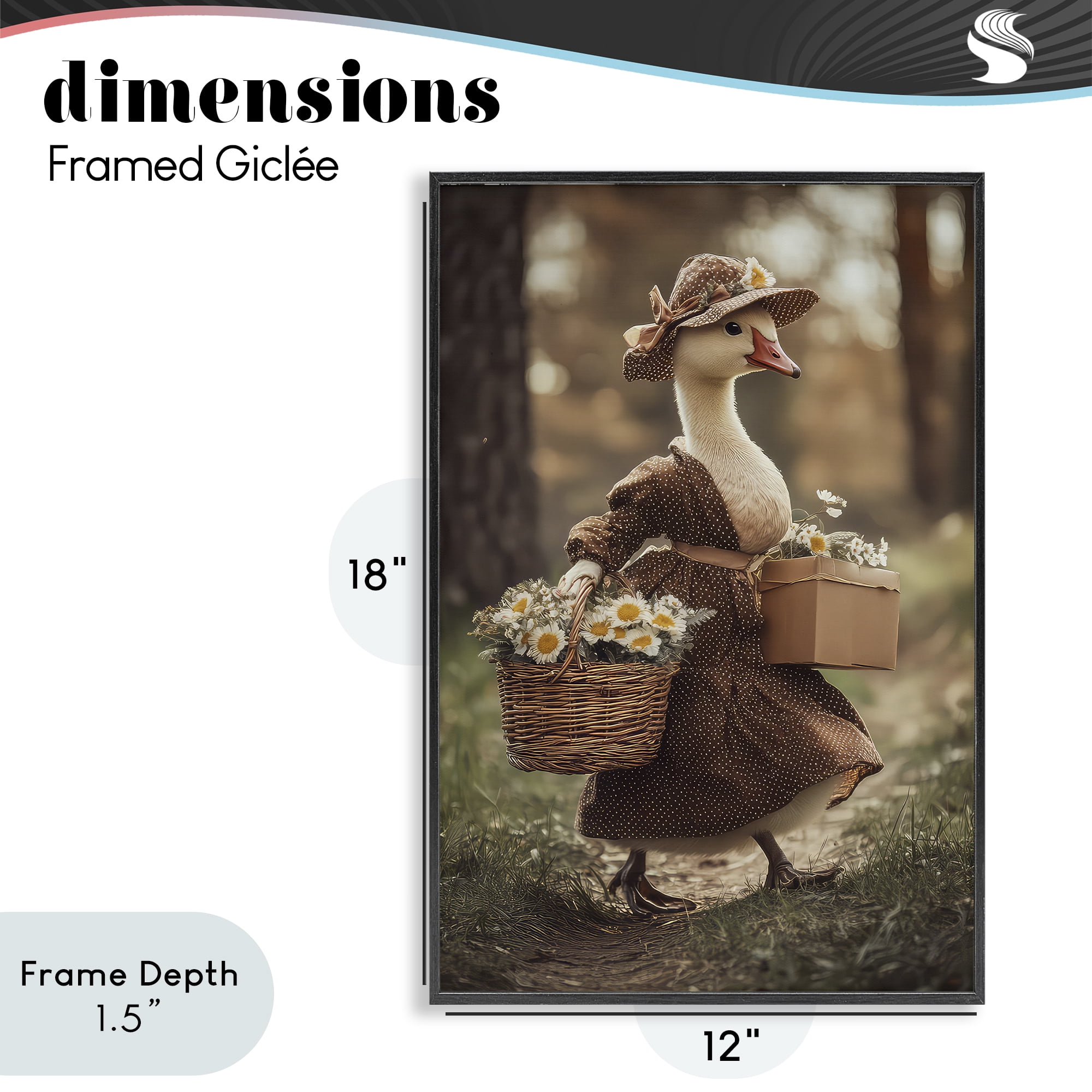 Stupell Industries Mother Goose with Flowers Black Framed Giclee Art, design by The Wands Want