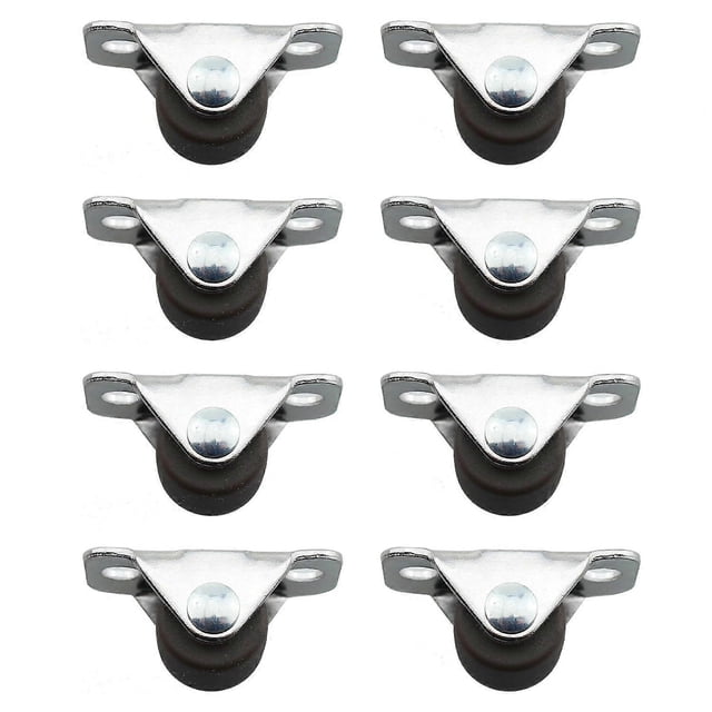 8PCS 0.5 Inch Rubber Directional Wheel Mini Low Profile Castor Self Adhesive Unidirectional Small Wheel Suitable for Toy Box Shoe Tray Rolling Drawer