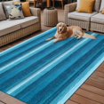 thumbnail image 2 of Fsddascl Turquoise Teal Ombre Outdoor Rug for Patio/Deck/Porch, Non-Slip Large Area Rug 4 x 6 Ft, Farmhouse Modern Abstract Striped Indoor Outdoor Rugs Washable Area Rugs, Camping Rug Carpet, 2 of 5