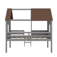 thumbnail image 6 of Harper & Bright Designs Wood House Bed Twin Size Low Loft Bed with Two Side Windows, Guardrail and Ladder for Girls Boys, Gray +Brown, 6 of 10