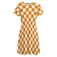 thumbnail image 4 of Orange And White Check Dress Summer Street Style Dresses Female Short Sleeve Printed Sundress, 4 of 7