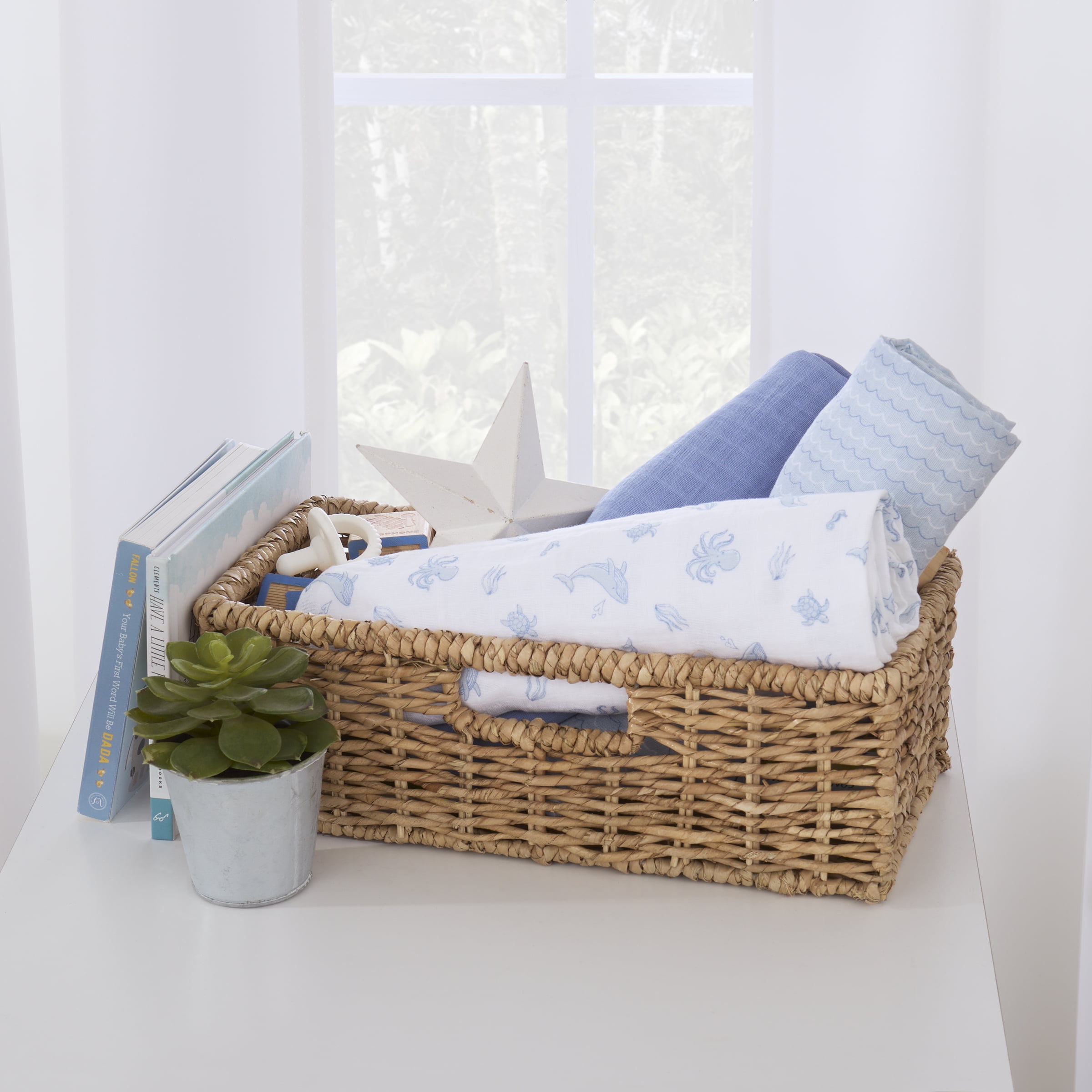 Parent's Choice Muslin Extra Large Swaddle 3-pack, Ocean, Blue, Infant Boy, Cotton