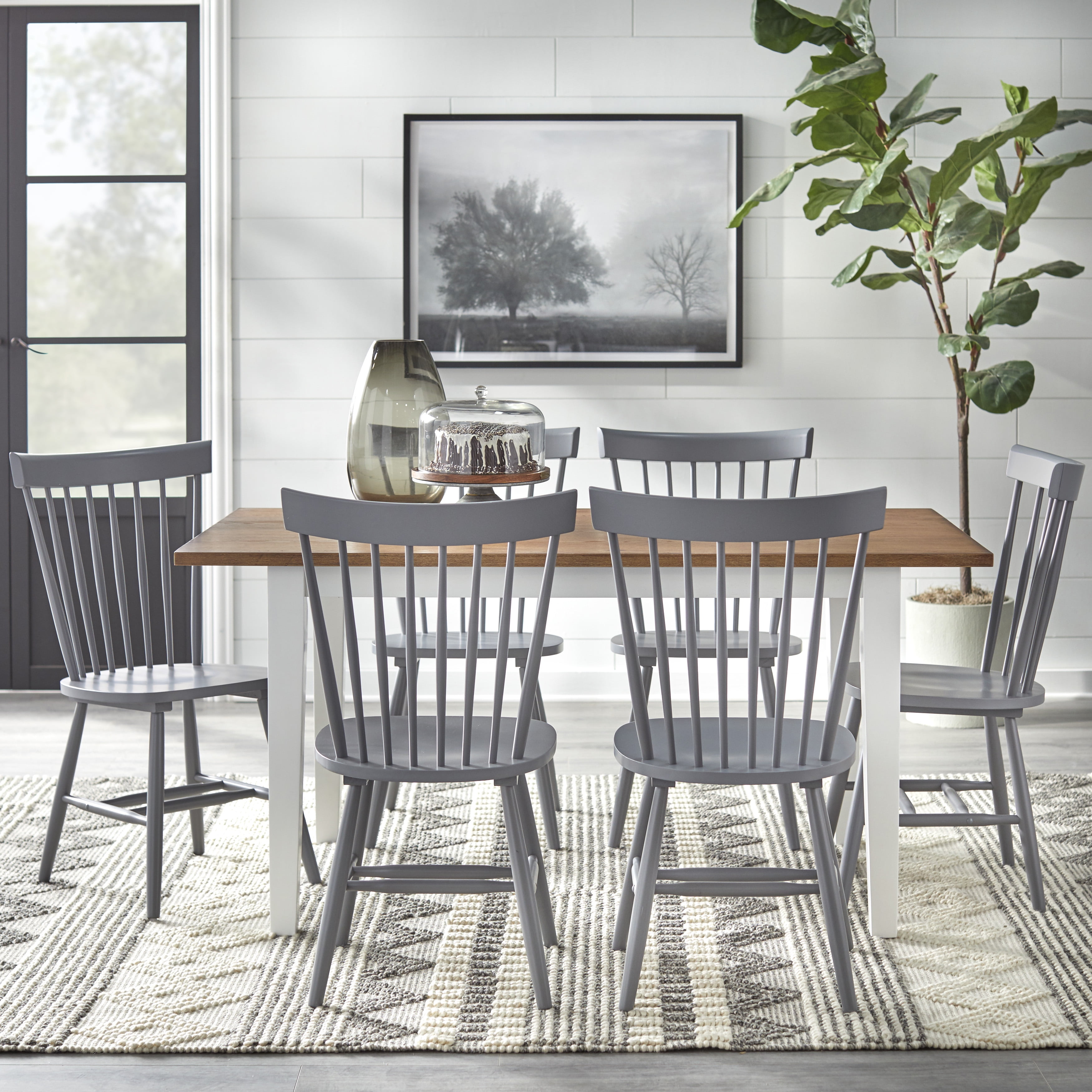 TMS Mayview Farmhouse 7Piece Dining Set, Driftwood and Gray