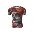 thumbnail image 3 of Men's Mexican Day of the Dead T-Shirt - 3D three-dimensional floral skull and crown print, casual crew neck short-sleeved T-shirt, suitable for year-round wear, themed parties and cultural clothing, 3 of 5