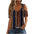 thumbnail image 2 of Viikei Summer Essential Short Sleeve Blouse - Women's Tops,Women's New Short-sleeved Off-the-shoulder Cutout Casual Printed Multicolor M, 2 of 5