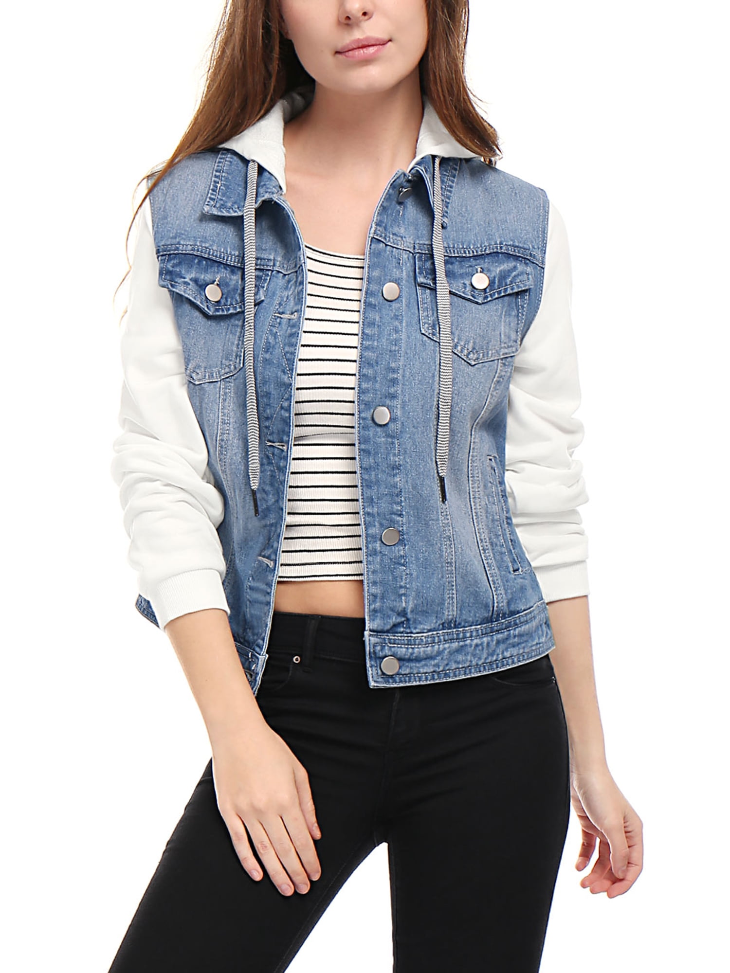 hooded denim vest womens