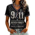 thumbnail image 2 of AHMOMEI 911 25th Anniversary Tshirt Women We Will Never Forget 911 Tshirt American Flag Courage Hope Memorial Women's Short Sleeve Tops 6XL, 2 of 6