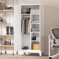 thumbnail image 5 of 71" Tall Metal Wardrobe Closet with Adjustable Shelves and Hanging Rod, 2 Doors Office Storage Locker Cabinet for Home, Office, Bedroom, Laundry Room, White, 5 of 6