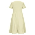 thumbnail image 5 of CHOK Robe d'Été Décontractée pour Femmes en Coton et Lin, Robe Midi Boutonnée avec Poches, Col en V, Manches Courtes, Grande Taille (3TG Bleu Clair), 5 of 5