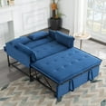 thumbnail image 2 of BSHTI Fold out Sleeper Sofa Bed,Durable Metal Frame,Velvet Upholstery,Conversion Sofa With 5 Adjustable Reclining Positions,Movable Arm Cushion Twin Bed,Navy Blue, 2 of 16
