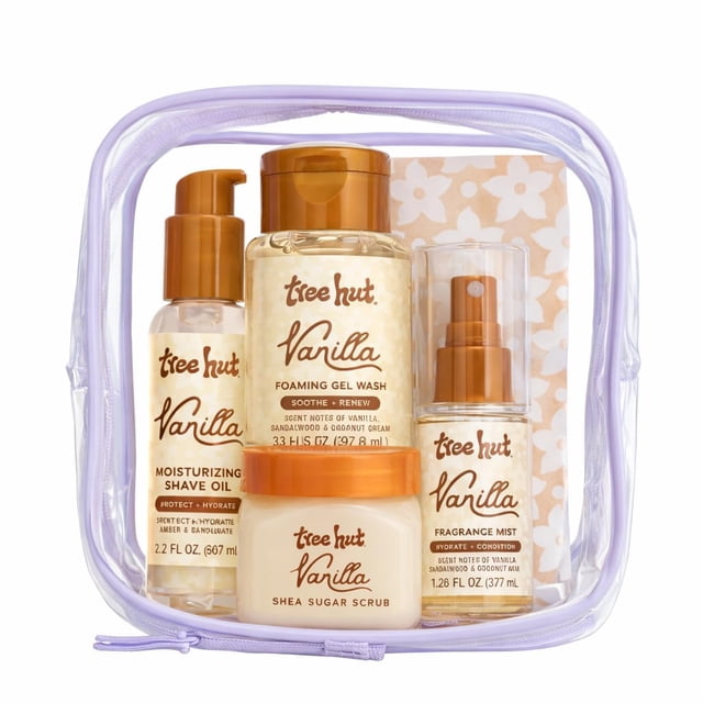 Set de cuidado corporal Tree Hut con exfoliante de azúcar y gel de baño de vainilla