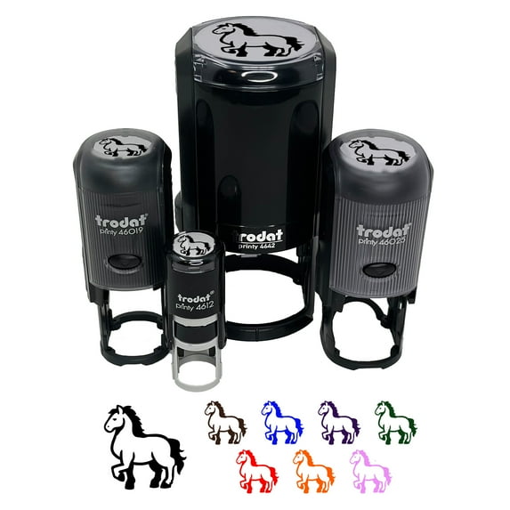 Majestic Standing Horse Self-Inking Rubber Stamp Ink Stamper - Pink Ink - Small 3/4 Inch