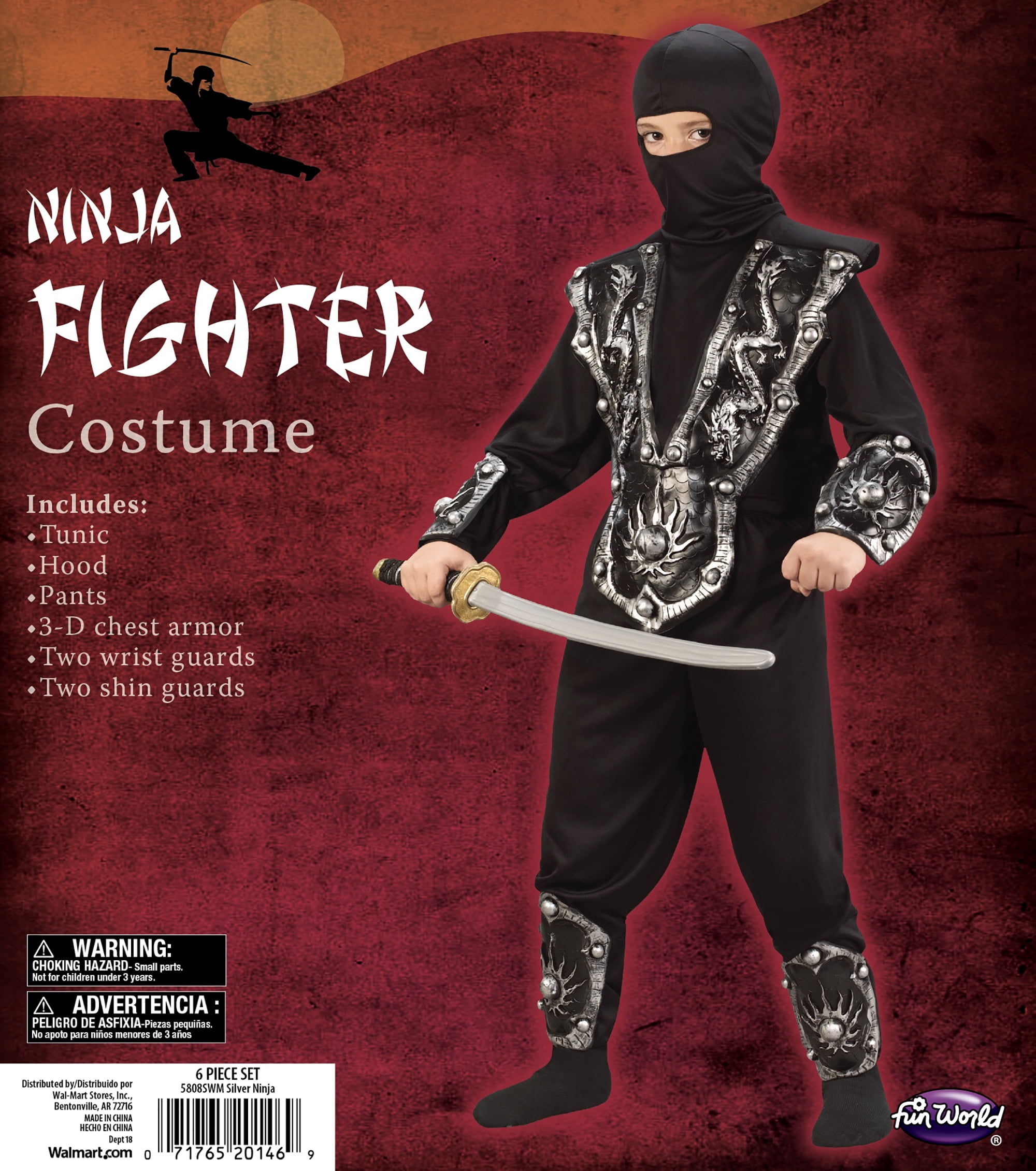 Halloween Boy's 3d Ninja Warrior costume size Medium by Fun World
