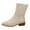 White, variant on Rokment Women's Winter Fall Mid Calf Dress Boots 2025 Ladies Suede Pointed Toe Chunky Low Heel Short Ankle Booties