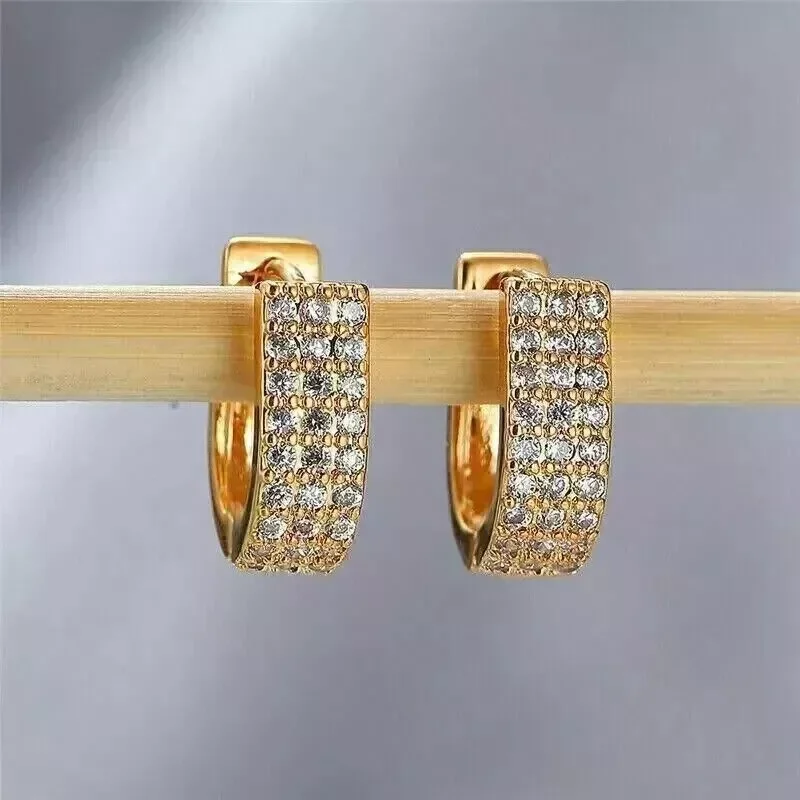 2Ct Round-Cut Cubic Zirconia Wedding Earrings for Women | 18K Yellow Gold Plated Sterling Silver | Elegant Bridal Jewelry