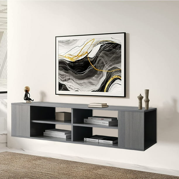 SESSLIFE Wall Mounted Media Console, Floating TV Stand Component Shelf