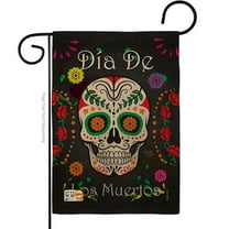 Breeze Decor BD-HO-G-112009-IP-DB-D-US15-BD 13 x 18.5 in. Dia De Los Muertos Burlap Fall Halloween Impressions Decorative Vertical Double Sided Garden Flag