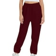 thumbnail image 6 of CLOISE Wide Leg Sweatpants Women Plus Size Baggy Straight Leg Trousers Casual Pull on Mid Rise Open Bottom Trousers Wine Oversized Elastic Waist Drawstring Solid Sweatpants Everyday Trousers, 6 of 6
