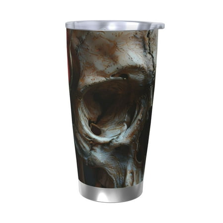 

Zeuib Realistic Rose Skull Printed 20oz Stainless Steel Insulated Car Cup Stainless Steel Thermal Cup Vacuum Insulated Leak-proof Travel Mug Cup-Without Straw