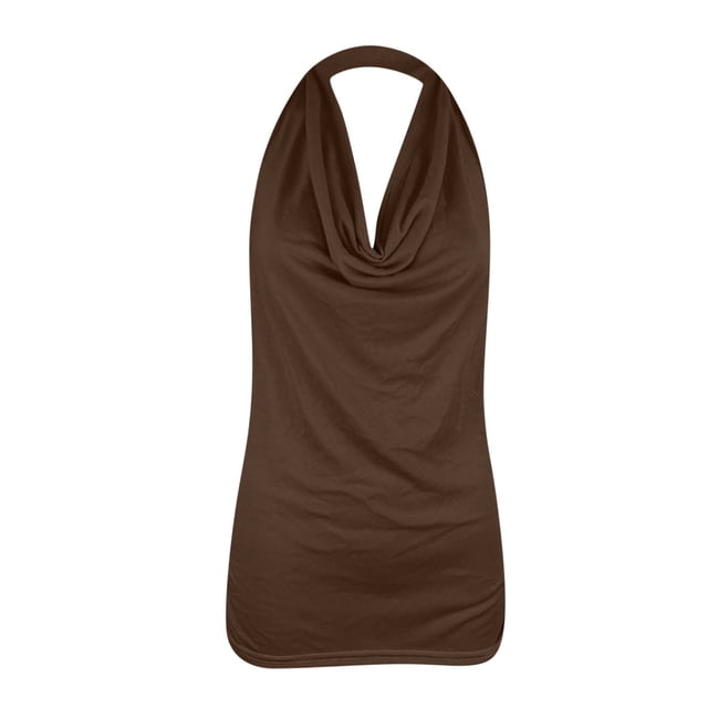 Qucoqpe - Camisetas de tirantes para mujer, informales, lisas, con cuello halter y espalda descubierta, básicas de verano, en liquidación