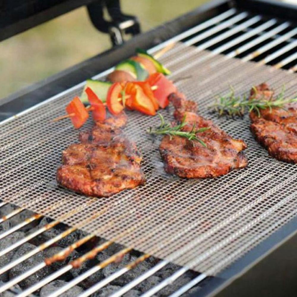 Details about   BBQ Grill Mats Non Stick Reusable Dishwasher Safe Set of 5 2 Silicone Brushes 