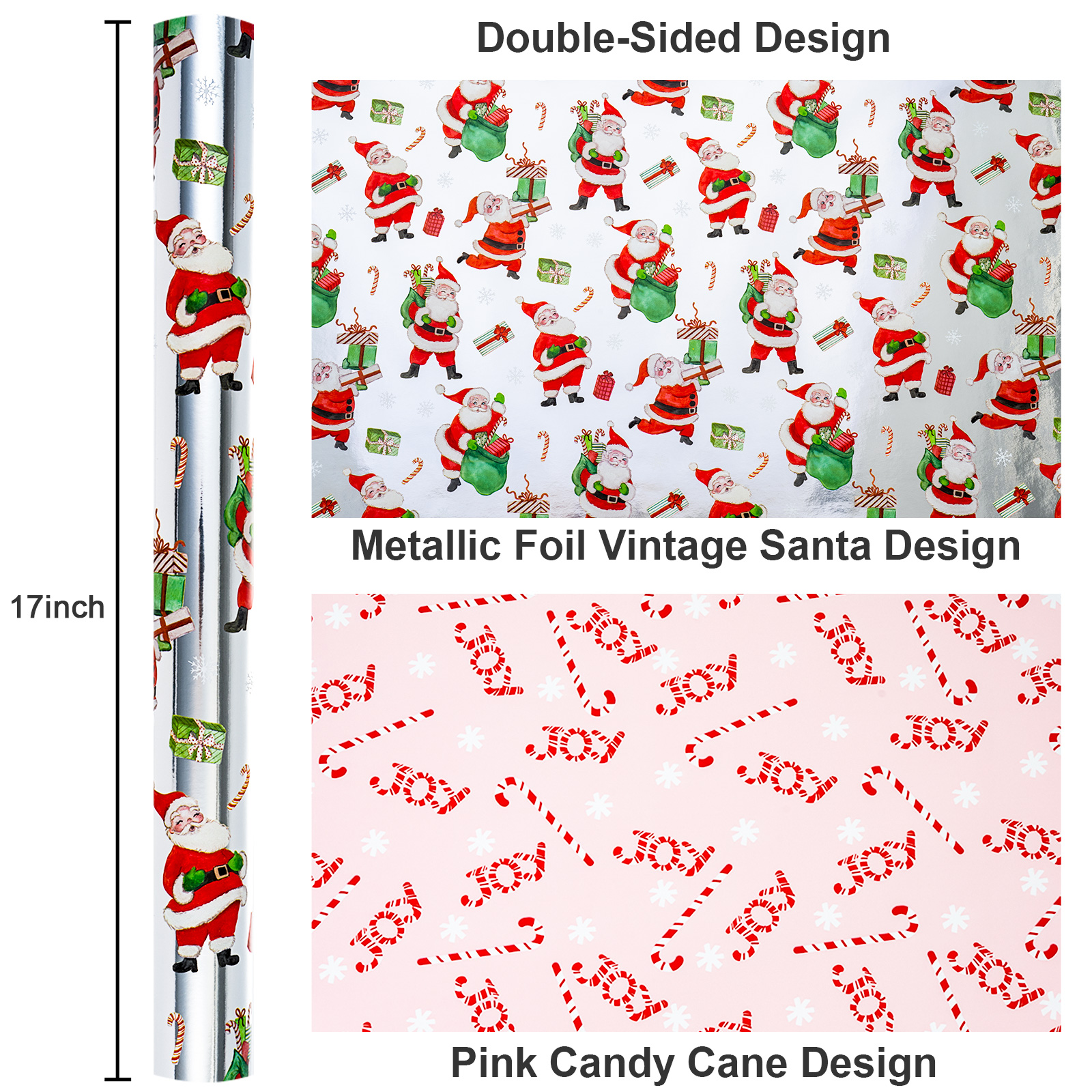 Homeral Reversible Christmas Wrapping Paper Roll photo 2